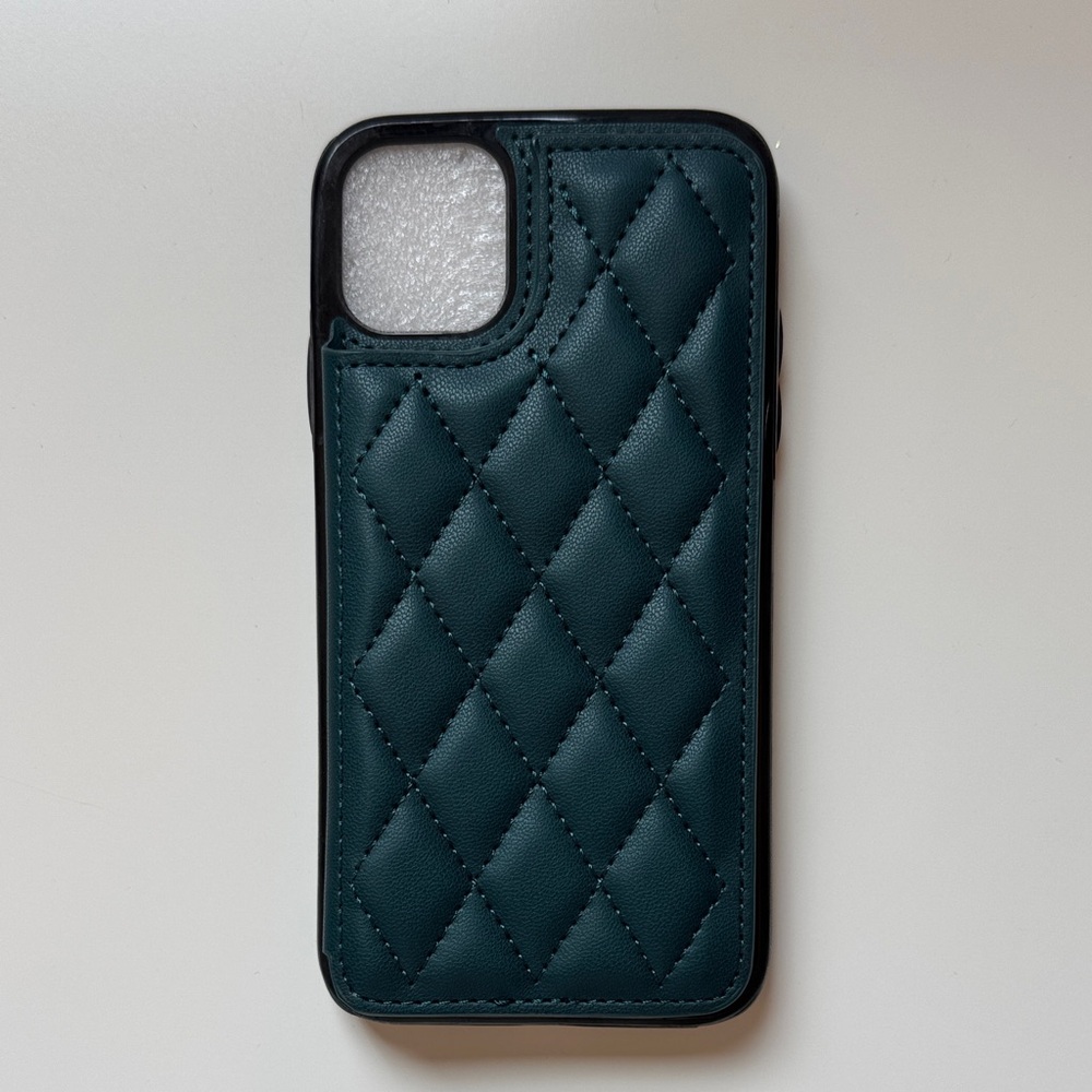 Elegant Green Quilted Phone Case I-Phone 11 6.1